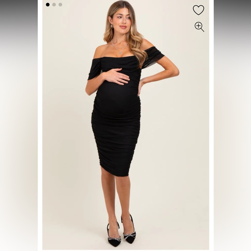 Pinkblush Black Off-Shoulder Maternity Midi Dress